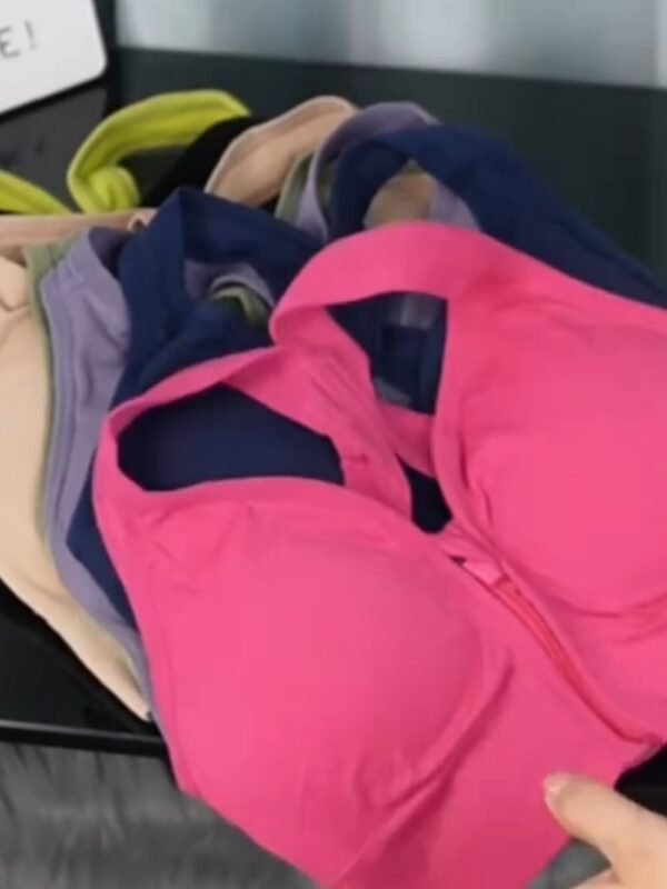 Sujetador deportivo de alto soporte para mujer con cremallera frontal