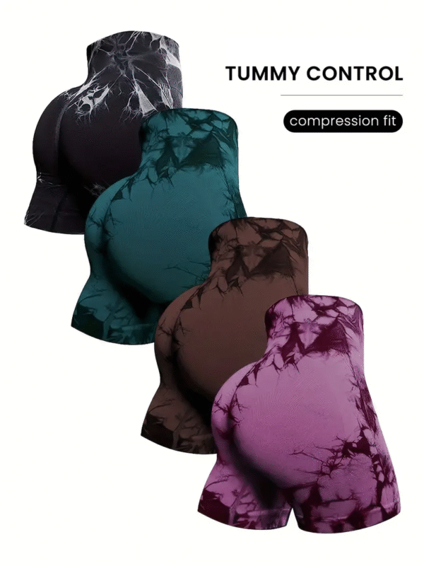 Shorts Deportivos con Cordón y Estampado Tie-Dye Sin Costuras