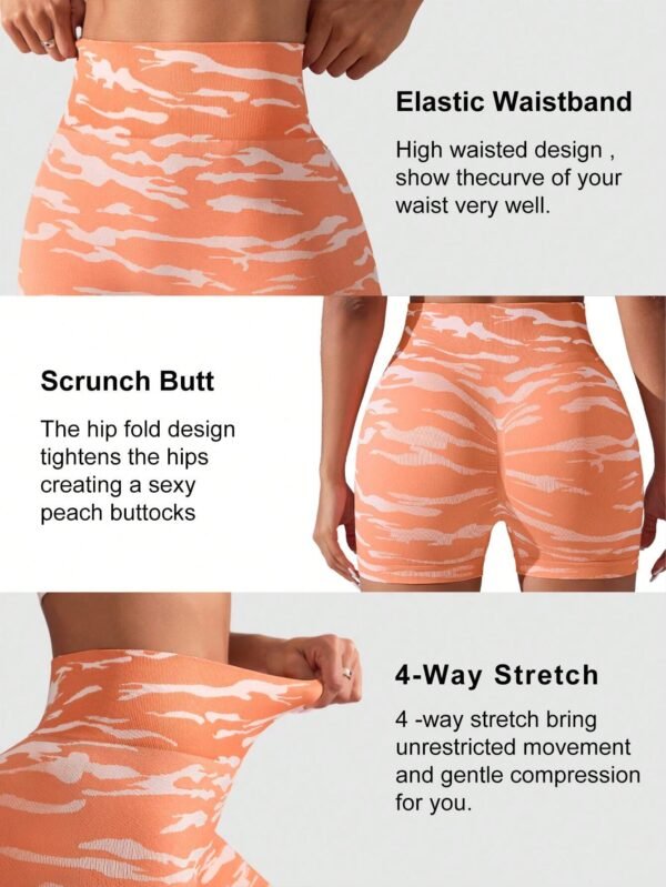 Shorts de entrenamiento de cintura alta con estampado de camuflaje(Shein)