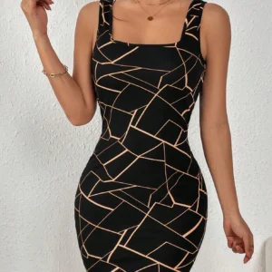 Vestido tank con estampado geométrico de cuello cuadrado (Shein)