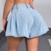 Falda Shorts de mezclilla de pierna ancha y corte holgado con bolsillos (Shein)