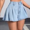 Falda Shorts de mezclilla de pierna ancha y corte holgado con bolsillos (Shein)