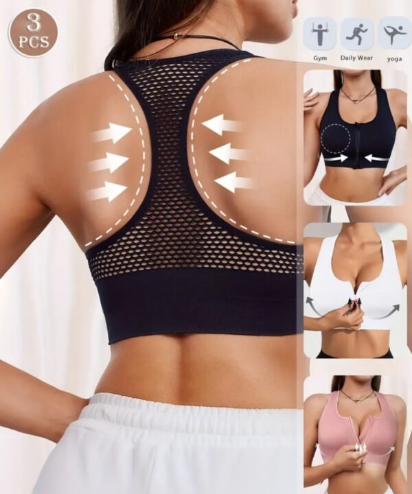 Sujetador deportivo con cremallera frontal