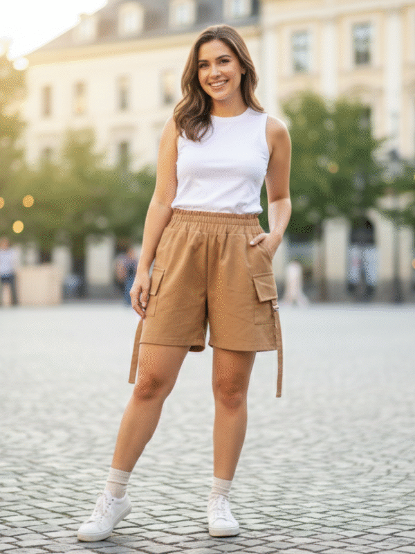 Short gabardina bolsillos laterales