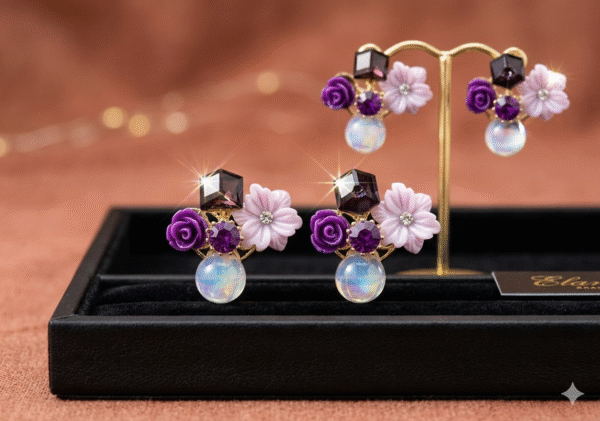 Aretes Flor Morada