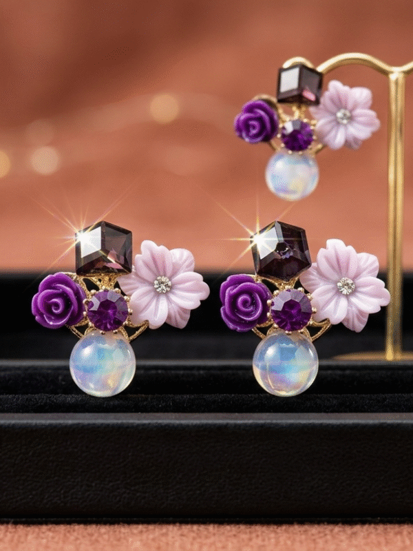 Aretes Flor Morada