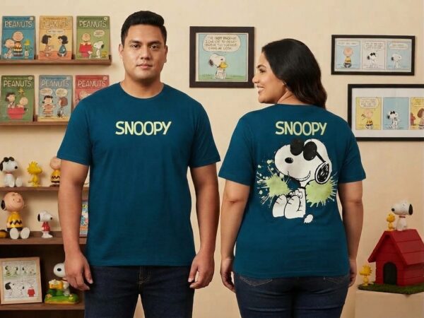 azul Camiseta con serigrafía (Snoopy)