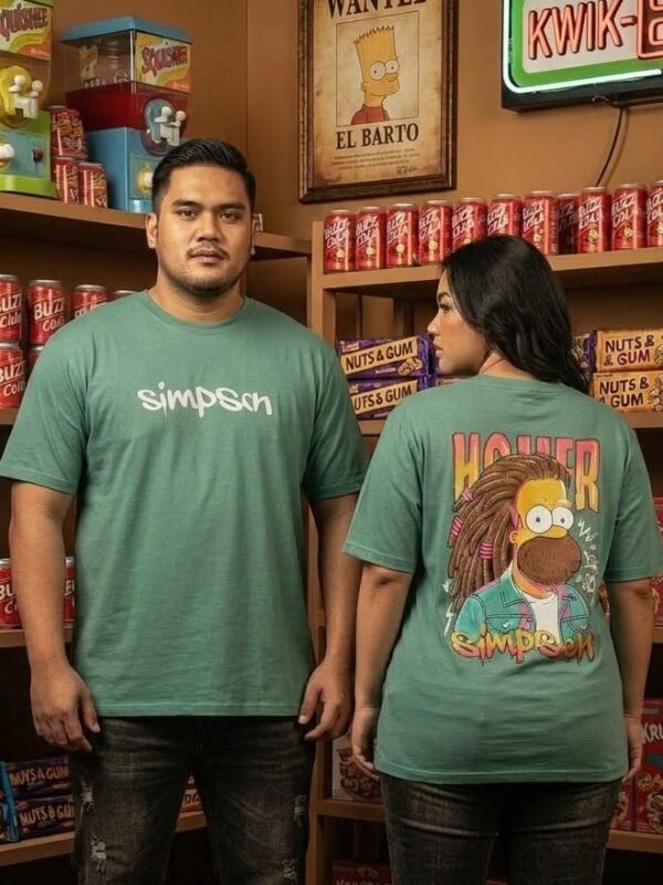 verde menta opaco Camiseta con serigrafía (Simpson)